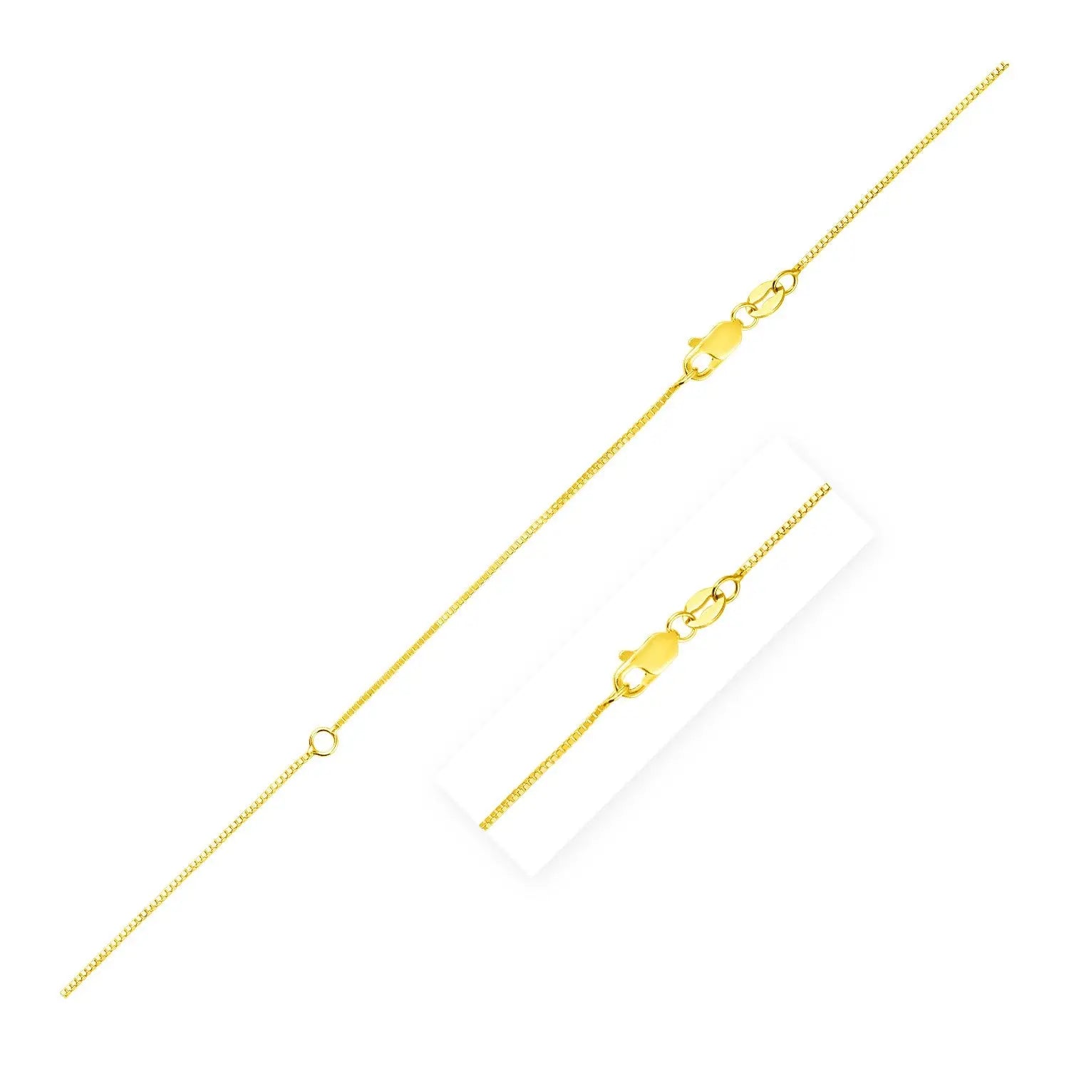 Extendable Box Chain in 14k Yellow Gold (0.70 mm) RCJ Chains  CELESTIA LUXE JEWELLERS