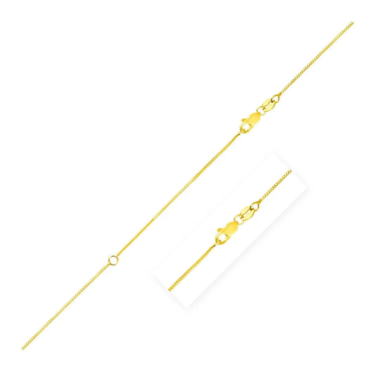 Extendable Box Chain in 14k Yellow Gold (0.70 mm) RCJ Chains  CELESTIA LUXE JEWELLERS