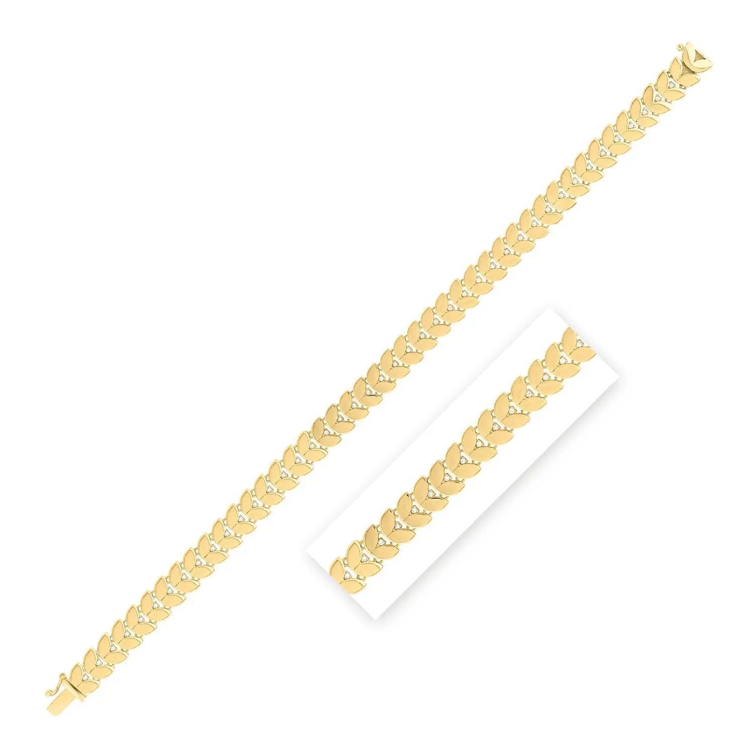 Gold Laurel Leaf Bracelet in 14K Yellow Gold (7.40 mm) RCJ Bracelets  CELESTIA LUXE JEWELLERS