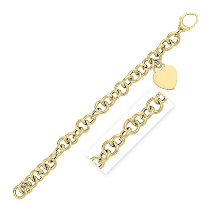 Heart Tag with Rolo Link Bracelet in 14K Yellow Gold (11.40 mm) RCJ Bracelets  CELESTIA LUXE JEWELLERS