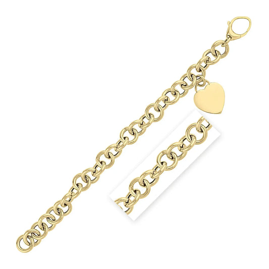 Heart Tag with Rolo Link Bracelet in 14K Yellow Gold (11.40 mm) RCJ Bracelets  CELESTIA LUXE JEWELLERS