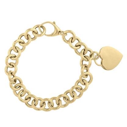 Heart Tag with Rolo Link Bracelet in 14K Yellow Gold (11.40 mm) RCJ Bracelets  CELESTIA LUXE JEWELLERS