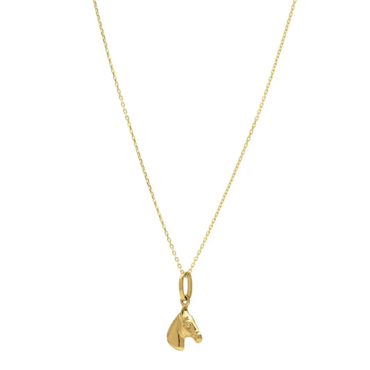 Horse Profile Small Necklace in 14K Yellow Gold RCJ Necklaces  CELESTIA LUXE JEWELLERS