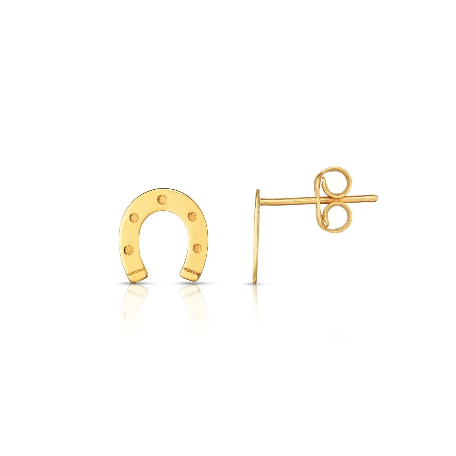 Horseshoe Stud Earrings in 14K Yellow Gold RCJ Earrings  CELESTIA LUXE JEWELLERS