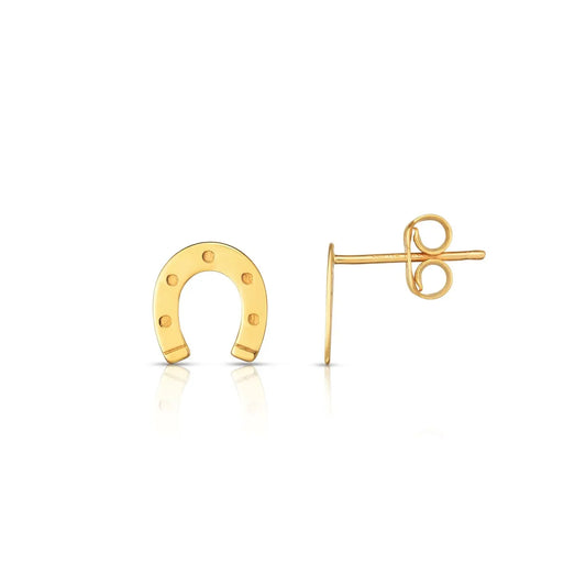 Horseshoe Stud Earrings in 14K Yellow Gold RCJ Earrings  CELESTIA LUXE JEWELLERS