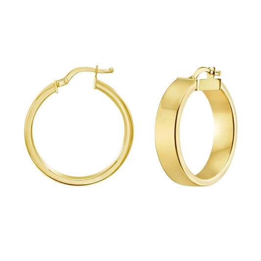 Medium Tube Shaped Hoop Earrings in 14K Yellow Gold RCJ Earrings  CELESTIA LUXE JEWELLERS