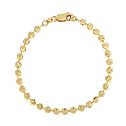 Moon Cut Bead Chain Bracelet in 14k Yellow Gold  (4.00 mm) RCJ Bracelets  CELESTIA LUXE JEWELLERS