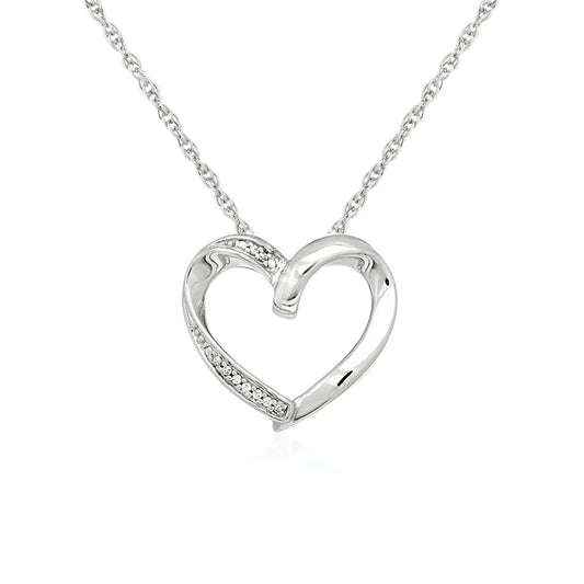 Open Heart Pendant with Diamonds in Sterling Silver RCJ Pendants  CELESTIA LUXE JEWELLERS