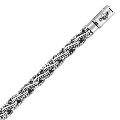 Oxidized Sterling Silver Mens Chain Bracelet in a Cable Motif (8.50 mm) RCJ Bracelets  CELESTIA LUXE JEWELLERS