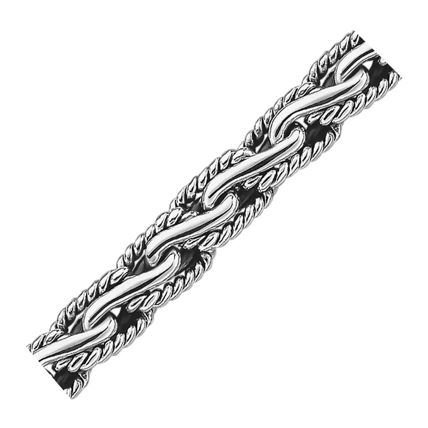 Oxidized Sterling Silver Mens Chain Bracelet in a Cable Motif (8.50 mm) RCJ Bracelets  CELESTIA LUXE JEWELLERS