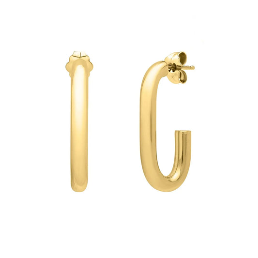 Paperclip Hoop Earrings in 14K Yellow Gold (27mmx12mm) RCJ Earrings  CELESTIA LUXE JEWELLERS