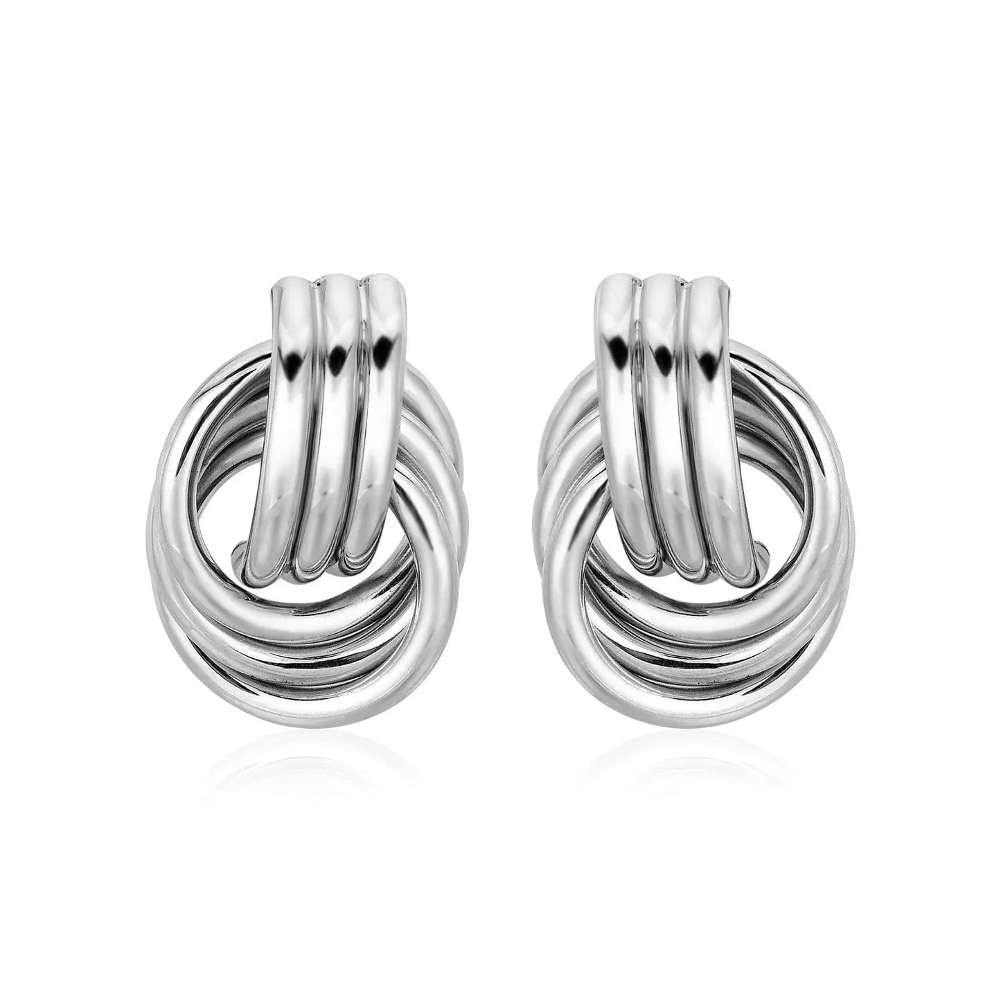 Polished Love Knot Earrings with Interlocking Rings in Sterling Silver(15mm) RCJ Earrings  CELESTIA LUXE JEWELLERS