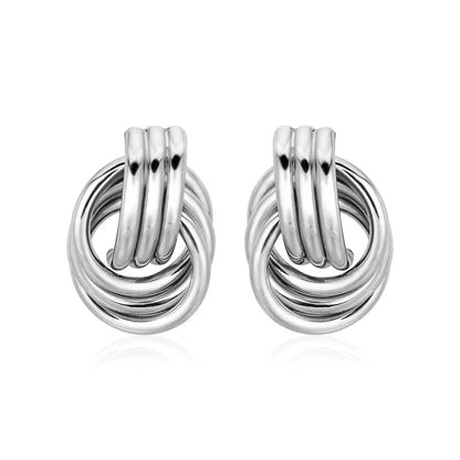 Polished Love Knot Earrings with Interlocking Rings in Sterling Silver(15mm) RCJ Earrings  CELESTIA LUXE JEWELLERS