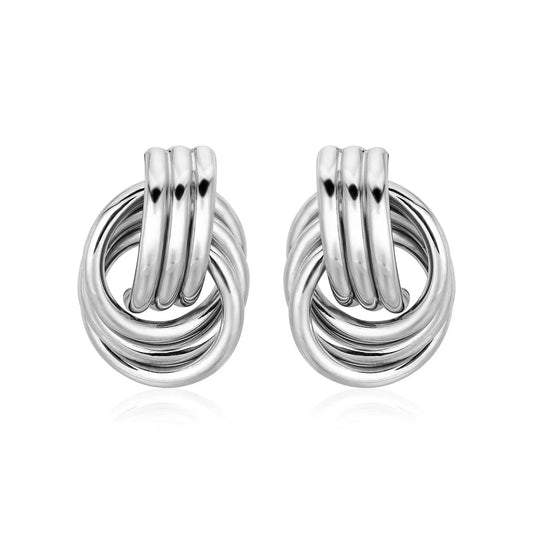 Polished Love Knot Earrings with Interlocking Rings in Sterling Silver(15mm) RCJ Earrings  CELESTIA LUXE JEWELLERS