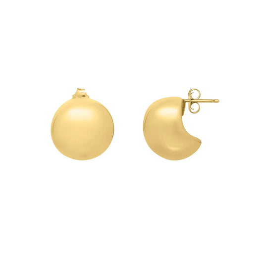 Puffed Up Button Stud Earrings in 14K Yellow Gold RCJ Earrings  CELESTIA LUXE JEWELLERS