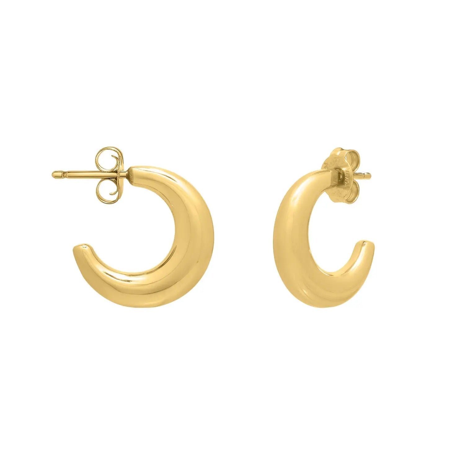 Puffy C Shaped Hoop Earrings in 14K Yellow Gold RCJ Earrings  CELESTIA LUXE JEWELLERS