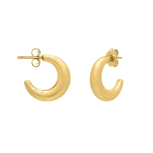 Puffy C Shaped Hoop Earrings in 14K Yellow Gold RCJ Earrings  CELESTIA LUXE JEWELLERS