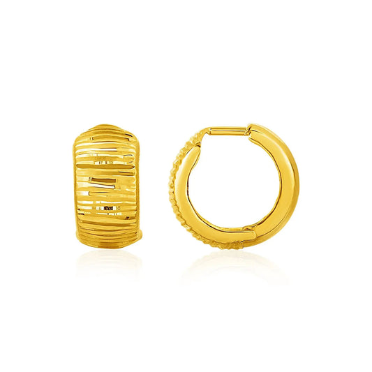 Reversible Textured and Smooth Snuggable Earrings in 10k Yellow Gold RCJ Earrings  CELESTIA LUXE JEWELLERS