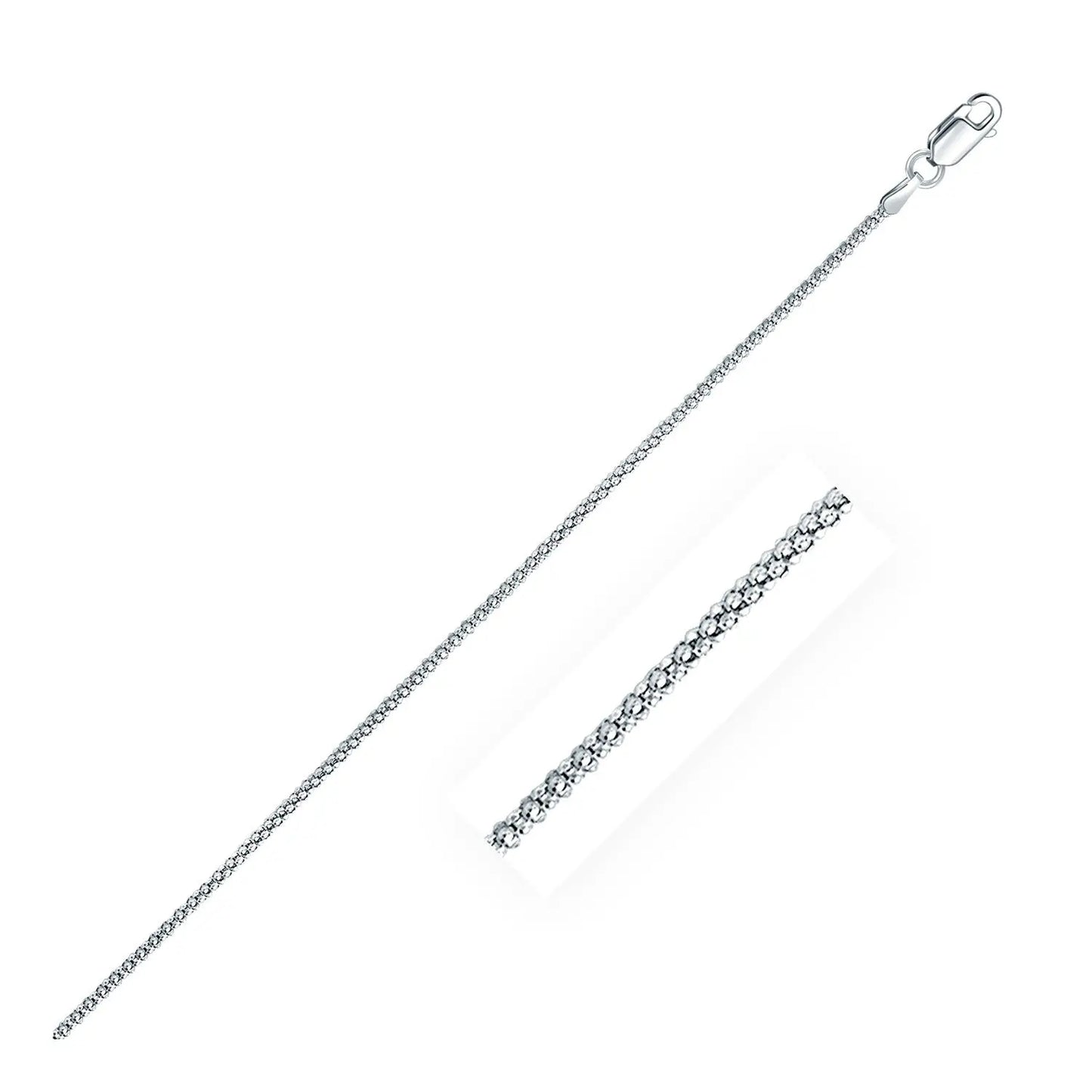 Rhodium Plated 1.8mm Sterling Silver Popcorn Style Chain (1.80 mm) RCJ Chains  CELESTIA LUXE JEWELLERS