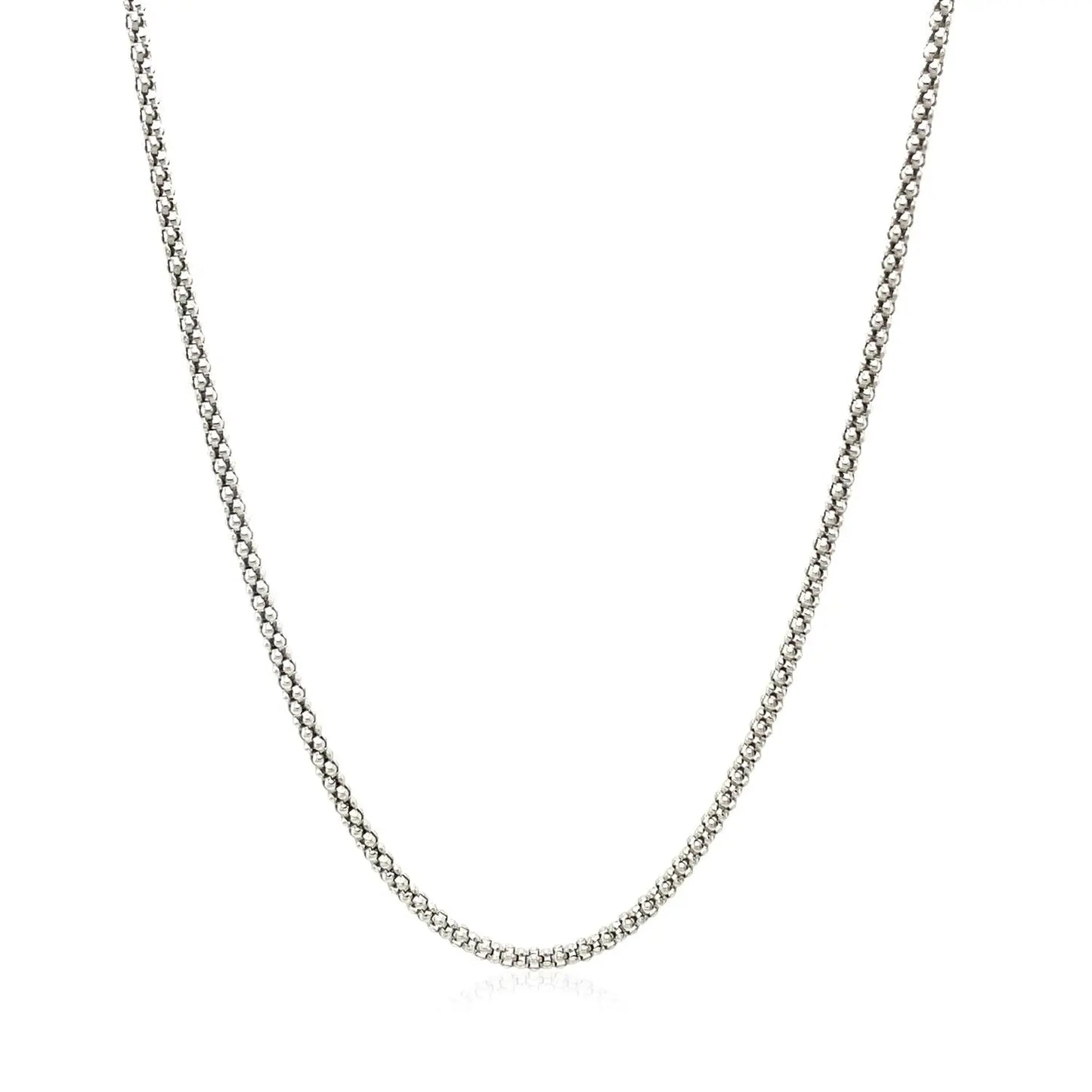 Rhodium Plated 1.8mm Sterling Silver Popcorn Style Chain (1.80 mm) RCJ Chains  CELESTIA LUXE JEWELLERS