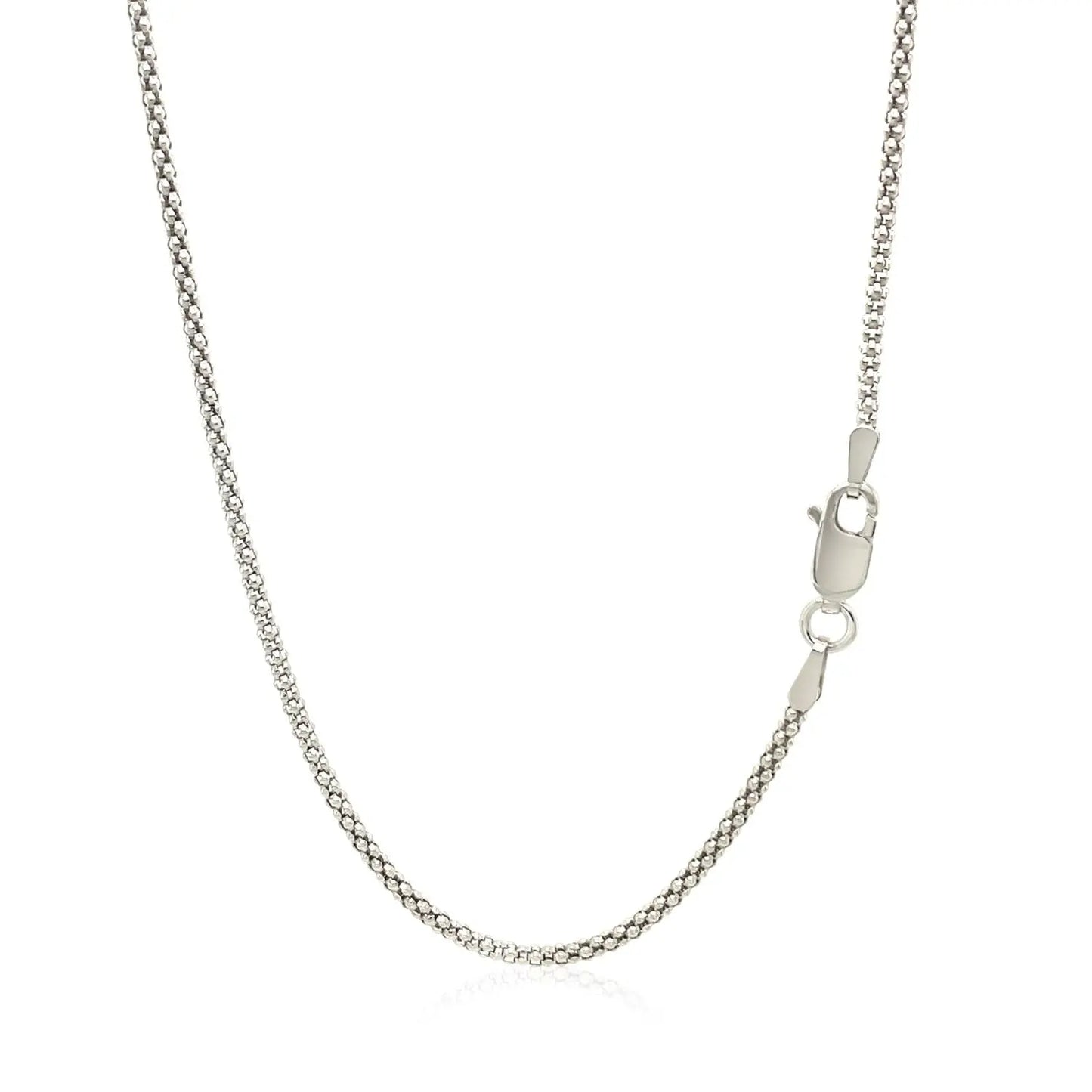 Rhodium Plated 1.8mm Sterling Silver Popcorn Style Chain (1.80 mm) RCJ Chains  CELESTIA LUXE JEWELLERS
