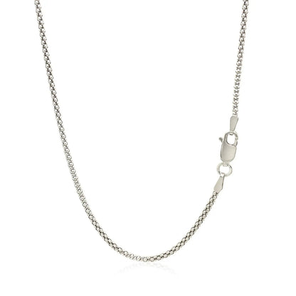 Rhodium Plated 1.8mm Sterling Silver Popcorn Style Chain (1.80 mm) RCJ Chains  CELESTIA LUXE JEWELLERS