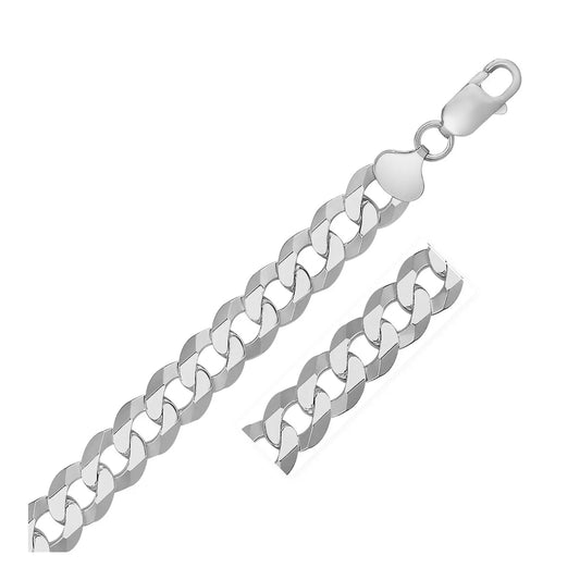Rhodium Plated Sterling Silver Curb Style Bracelet (13.60 mm) RCJ Bracelets  CELESTIA LUXE JEWELLERS