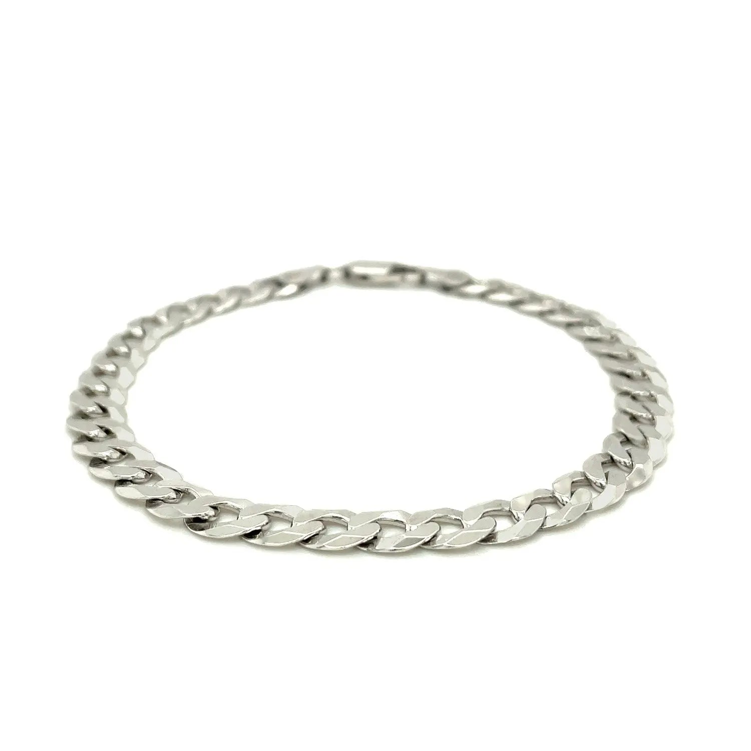 Rhodium Plated Sterling Silver Curb Style Bracelet (7.20 mm) RCJ Bracelets  CELESTIA LUXE JEWELLERS