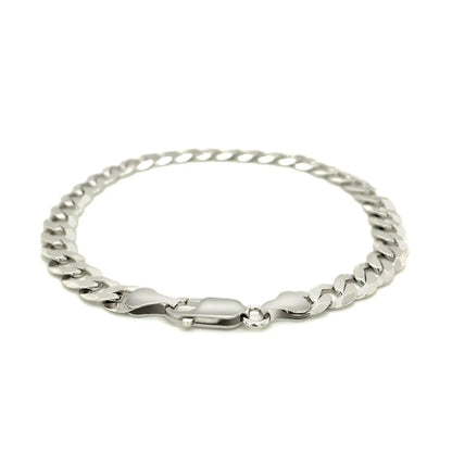 Rhodium Plated Sterling Silver Curb Style Bracelet (7.20 mm) RCJ Bracelets  CELESTIA LUXE JEWELLERS