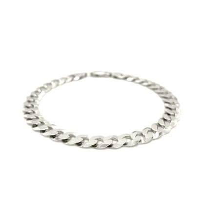Rhodium Plated Sterling Silver Curb Style Bracelet (7.90 mm) RCJ Bracelets  CELESTIA LUXE JEWELLERS