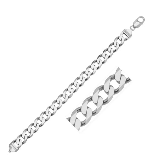 Rhodium Plated Sterling Silver Curb Style Chain (10.20 mm) RCJ Chains  CELESTIA LUXE JEWELLERS