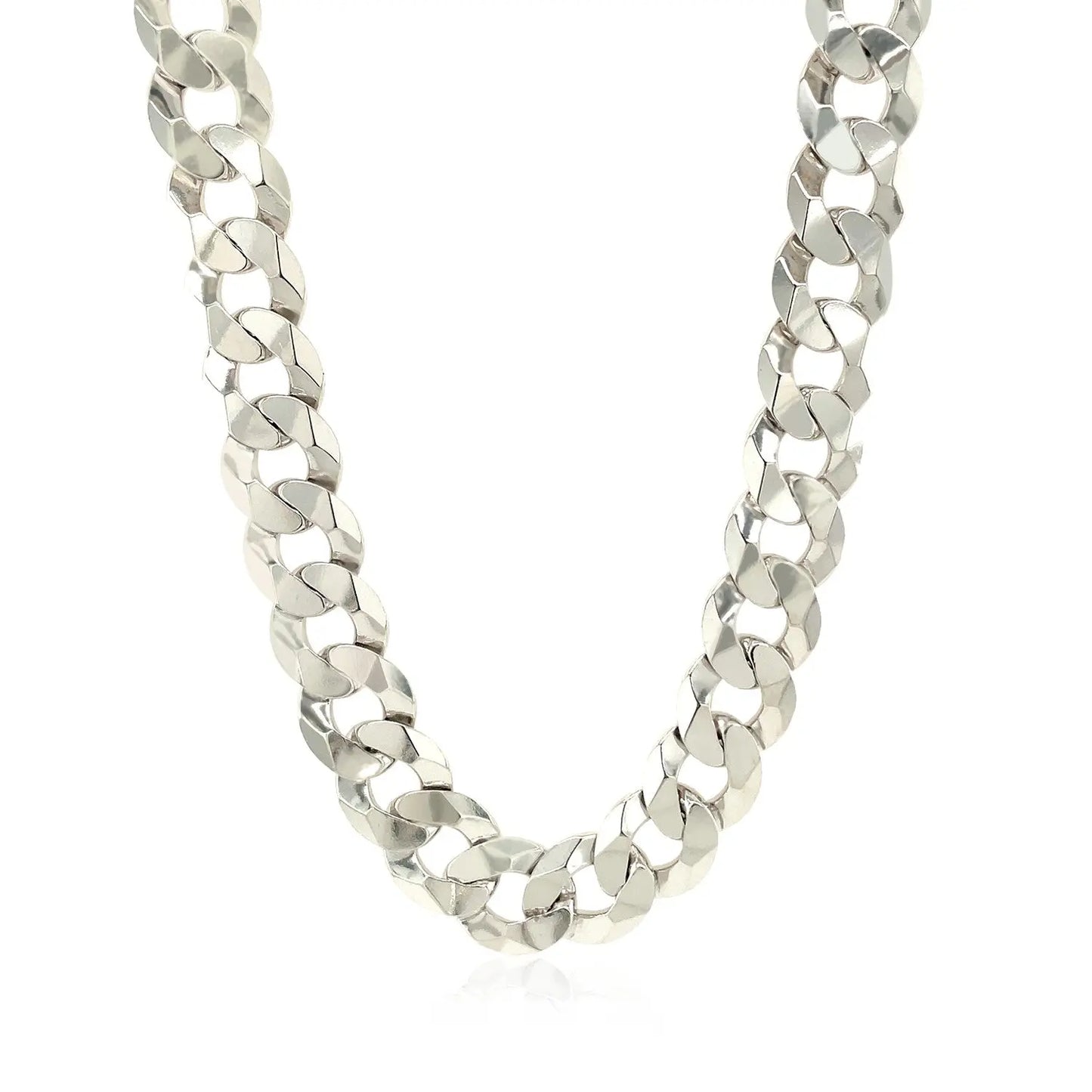 Rhodium Plated Sterling Silver Curb Style Chain (10.20 mm) RCJ Chains  CELESTIA LUXE JEWELLERS