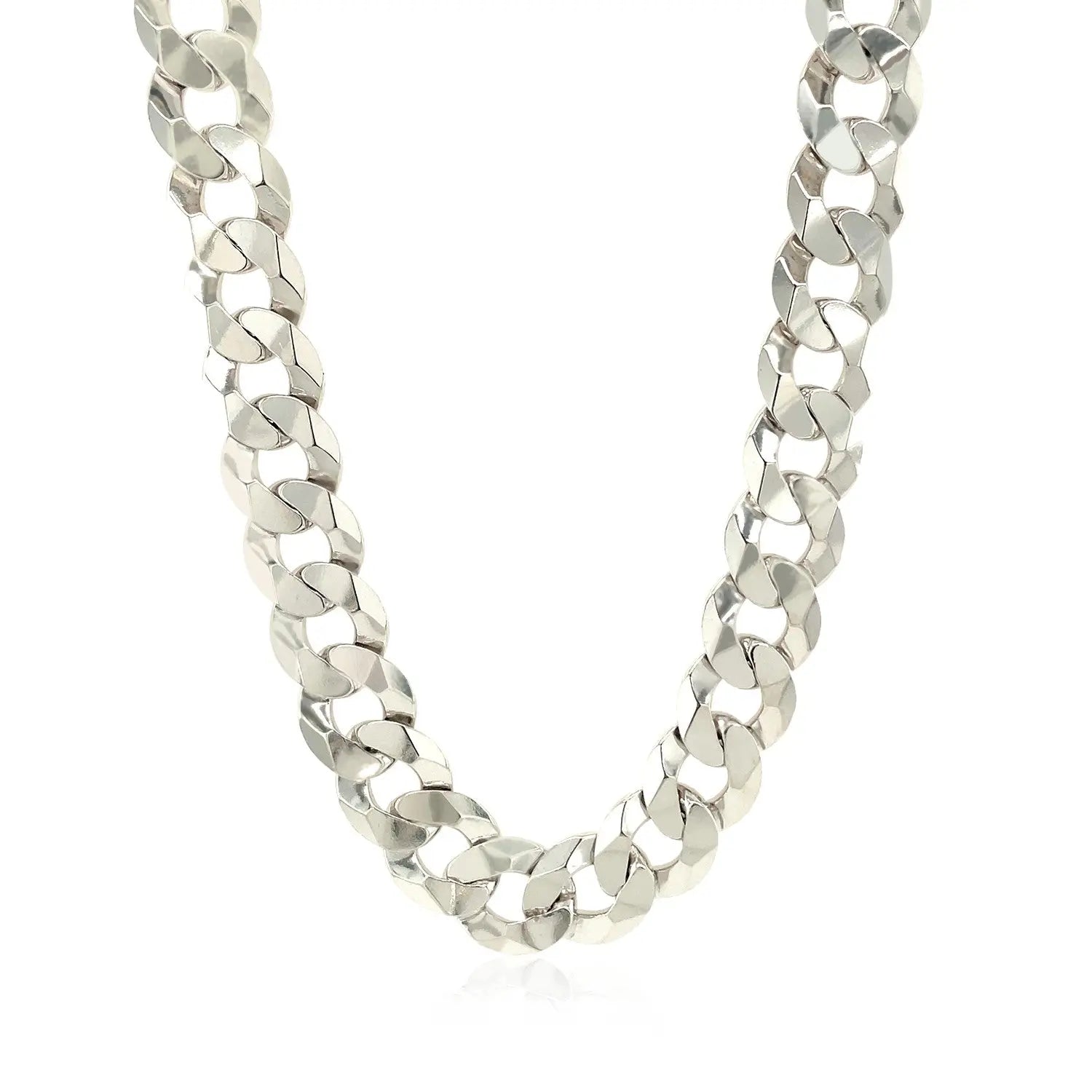 Rhodium Plated Sterling Silver Curb Style Chain (10.20 mm) RCJ Chains  CELESTIA LUXE JEWELLERS