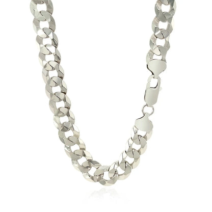 Rhodium Plated Sterling Silver Curb Style Chain (10.20 mm) RCJ Chains  CELESTIA LUXE JEWELLERS