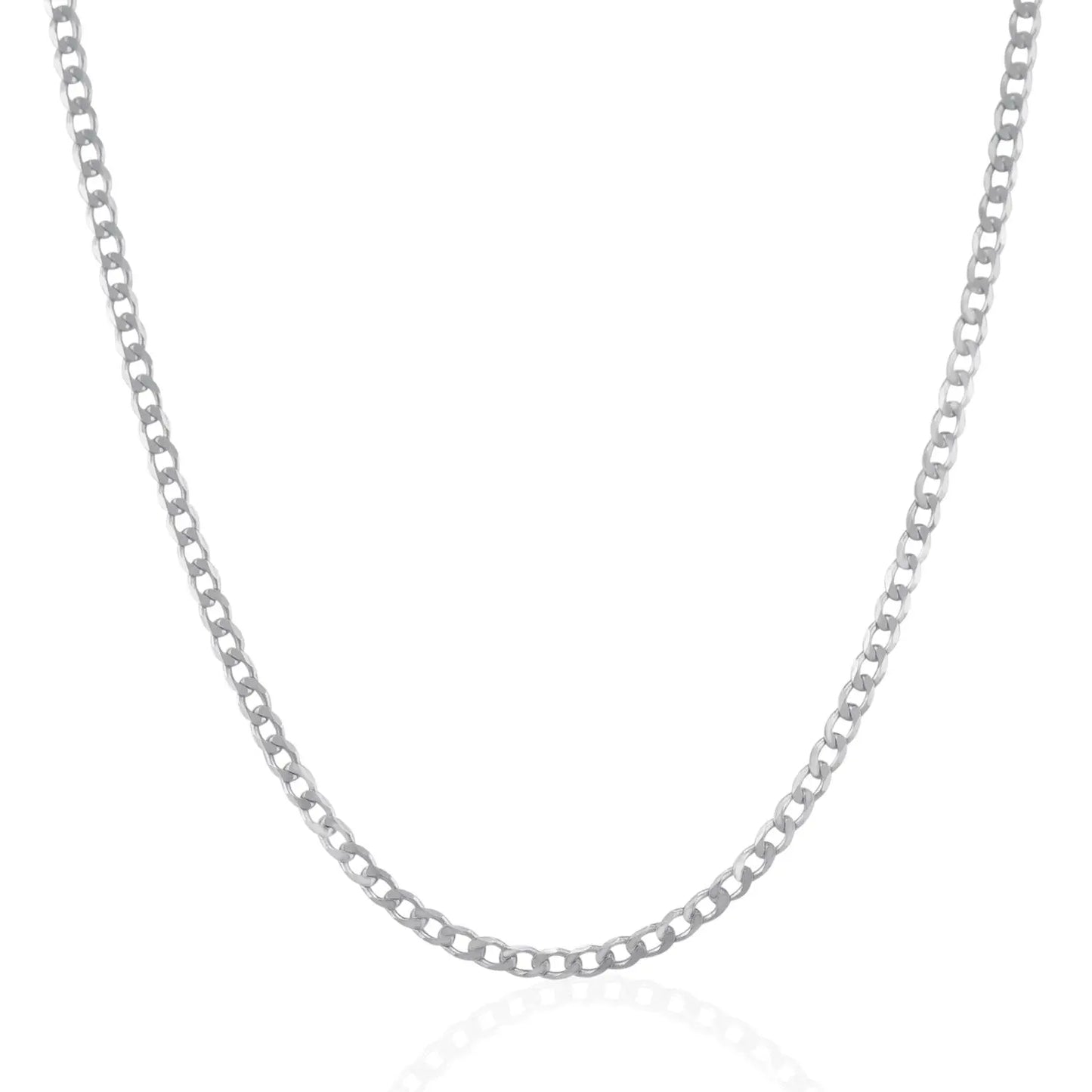 Rhodium Plated Sterling Silver Curb Style Chain (3.00 mm) RCJ Chains  CELESTIA LUXE JEWELLERS