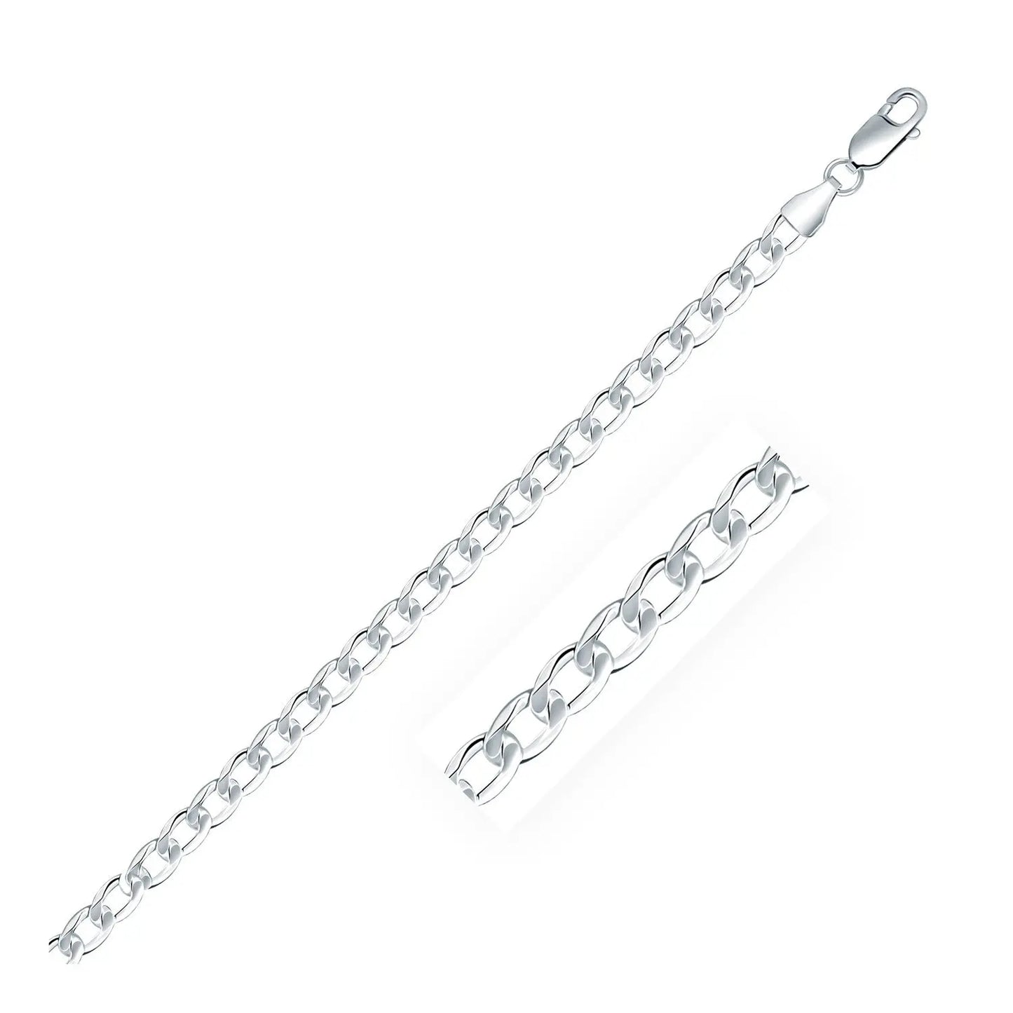 Rhodium Plated Sterling Silver Curb Style Chain (4.70 mm) RCJ Chains  CELESTIA LUXE JEWELLERS