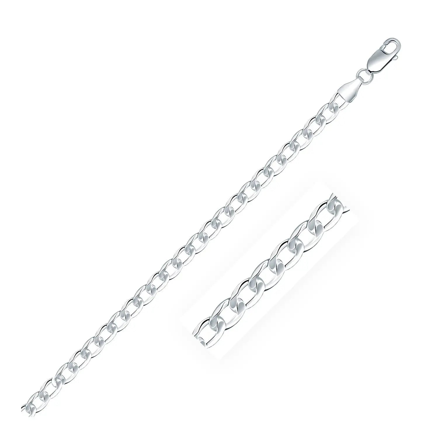 Rhodium Plated Sterling Silver Curb Style Chain (4.70 mm) RCJ Chains  CELESTIA LUXE JEWELLERS