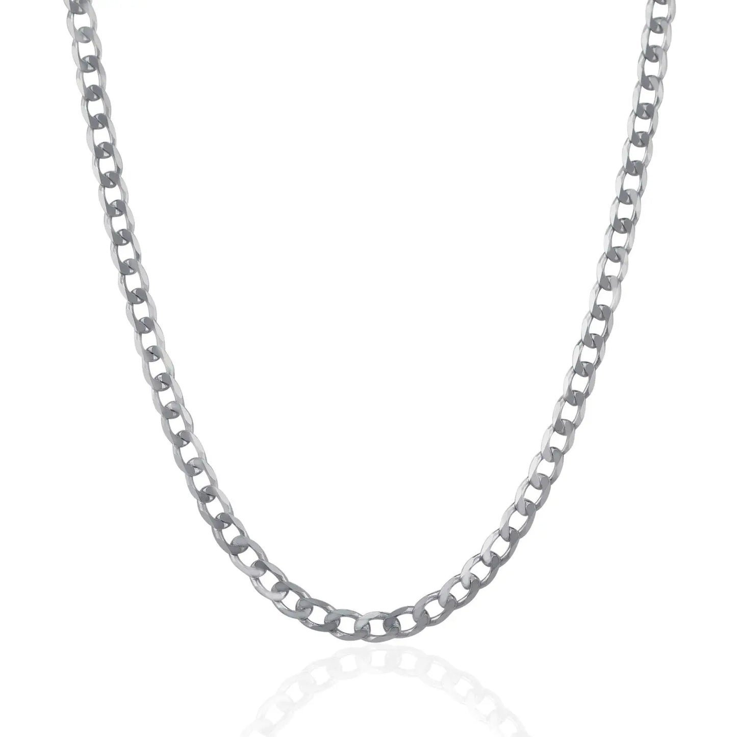 Rhodium Plated Sterling Silver Curb Style Chain (4.70 mm) RCJ Chains  CELESTIA LUXE JEWELLERS