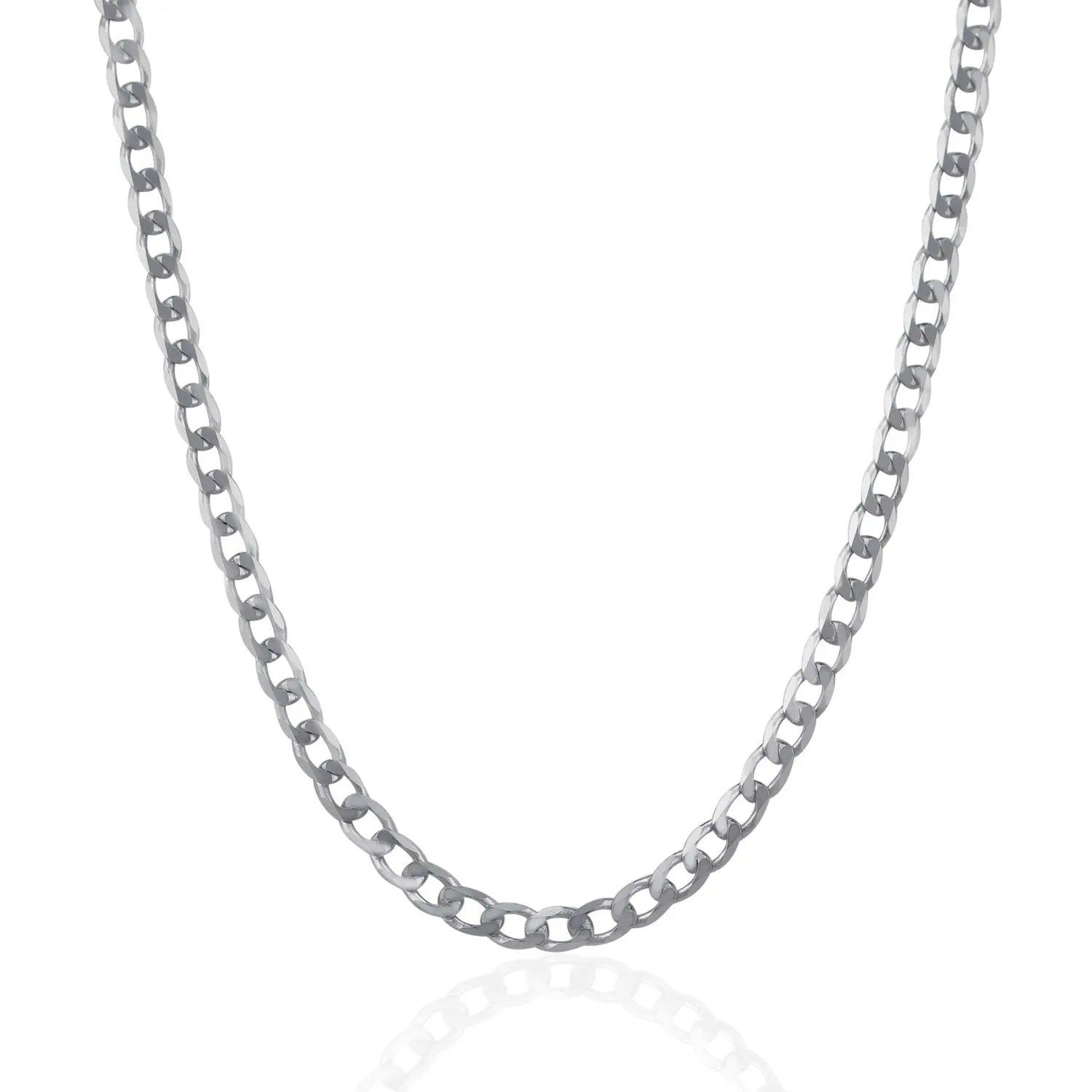 Rhodium Plated Sterling Silver Curb Style Chain (4.70 mm) RCJ Chains  CELESTIA LUXE JEWELLERS