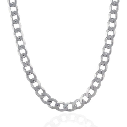 Rhodium Plated Sterling Silver Curb Style Chain (8.40 mm) RCJ Chains  CELESTIA LUXE JEWELLERS