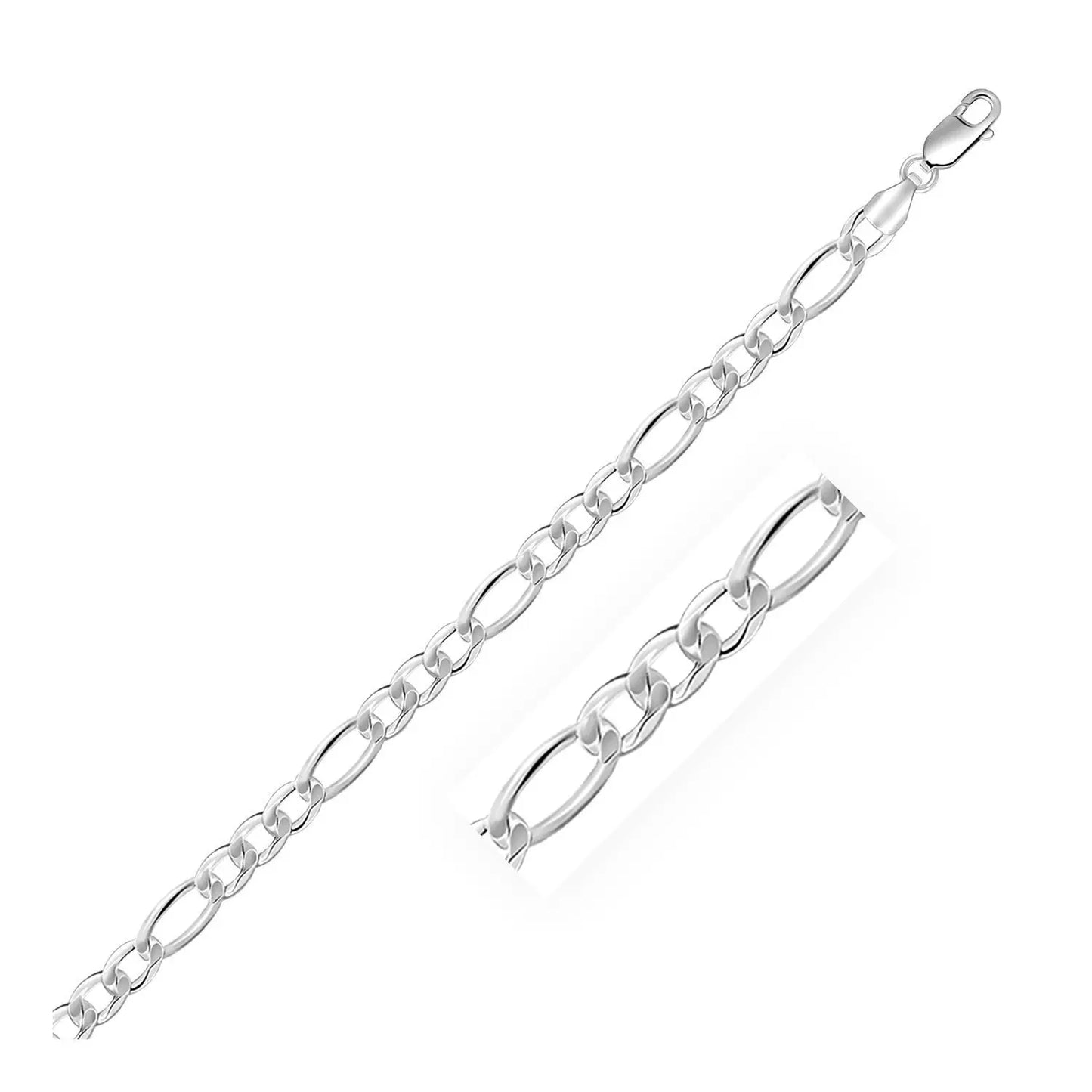 Rhodium Plated Sterling Silver Figaro Style Chain (5.40 mm) RCJ Chains  CELESTIA LUXE JEWELLERS