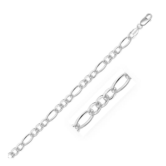 Rhodium Plated Sterling Silver Figaro Style Chain (5.40 mm) RCJ Chains  CELESTIA LUXE JEWELLERS