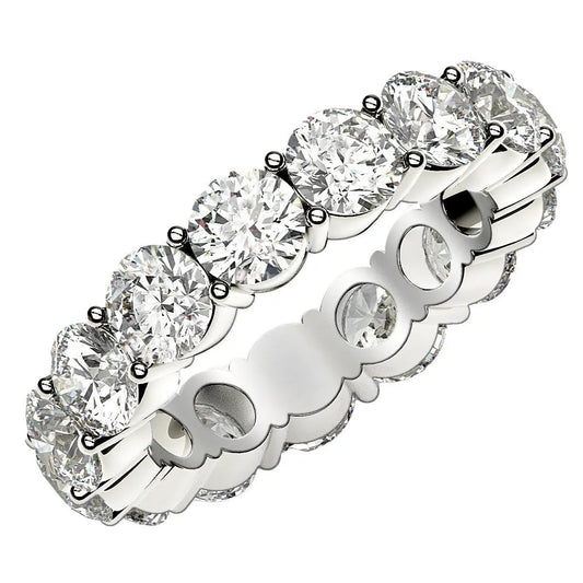 Round Cut Lab Grown Diamond Eternity Ring in 14k White Gold (5 cttw FG/VS2) RCJ Rings  CELESTIA LUXE JEWELLERS