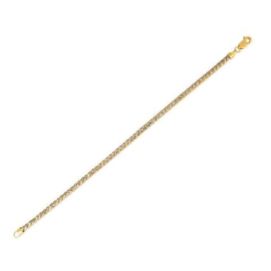 Round Pave Franco Chain Bracelet in 14k Yellow Gold  (3.15 mm) RCJ Bracelets  CELESTIA LUXE JEWELLERS
