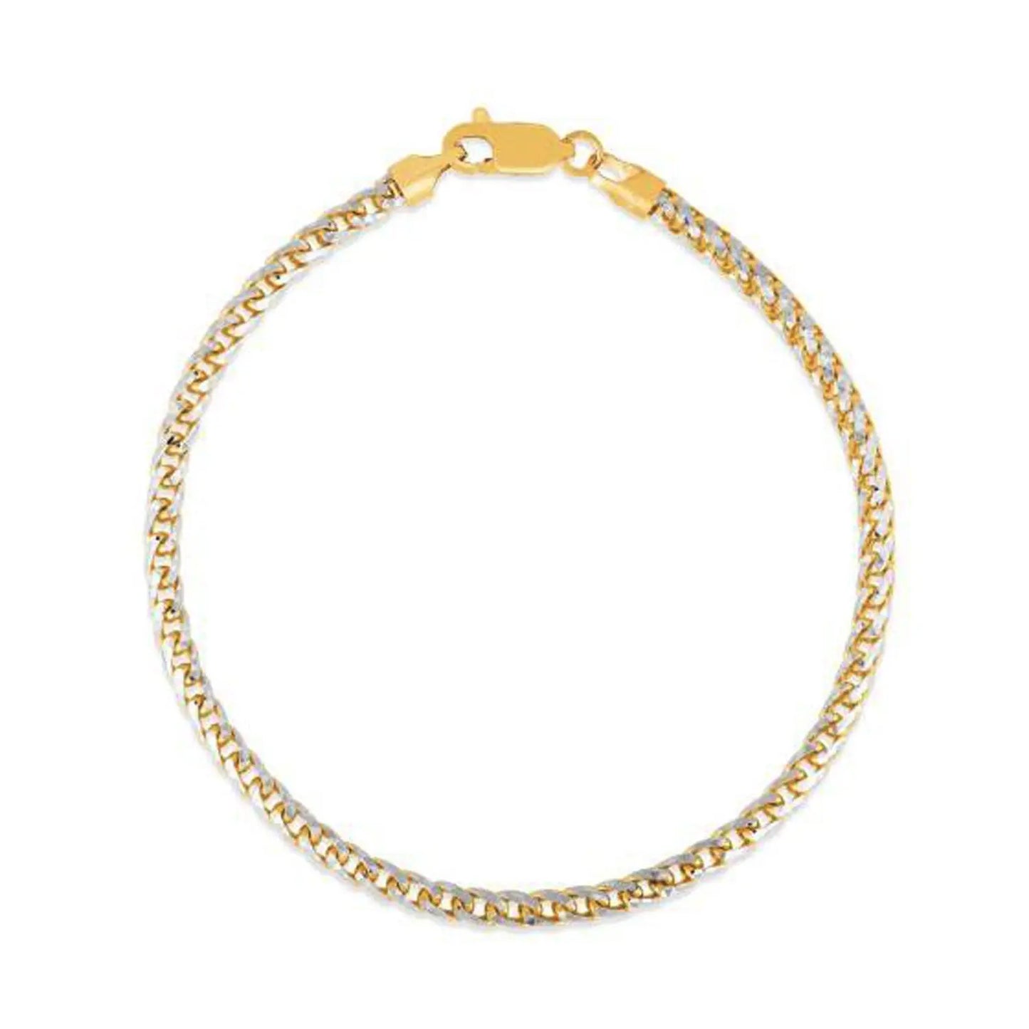 Round Pave Franco Chain Bracelet in 14k Yellow Gold  (3.15 mm) RCJ Bracelets  CELESTIA LUXE JEWELLERS