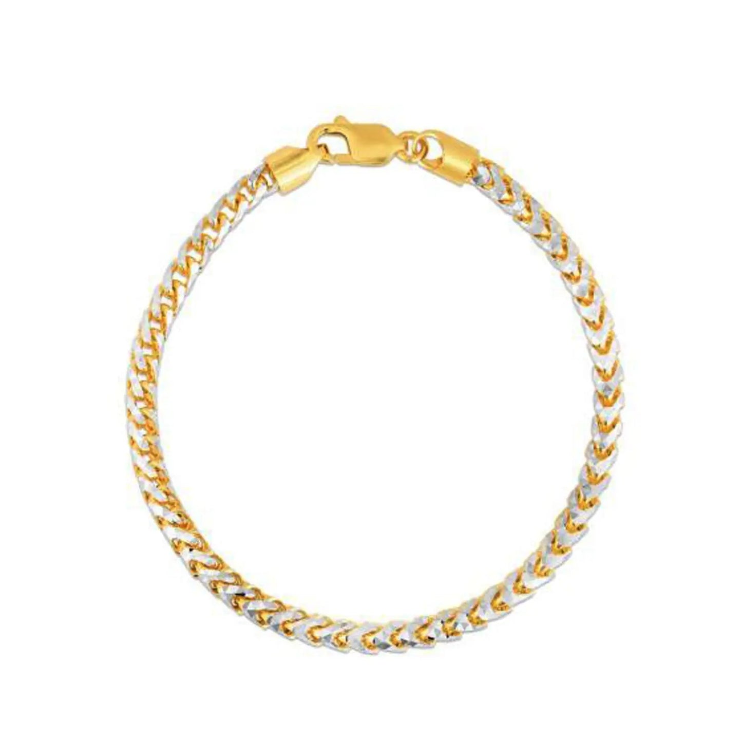 Round Pave Franco Chain Bracelet in 14k Yellow Gold  (4.00 mm) RCJ Bracelets  CELESTIA LUXE JEWELLERS