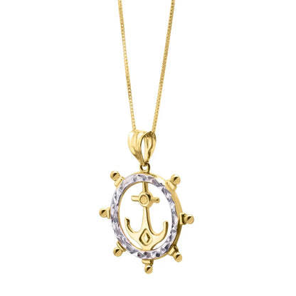 Ships Wheel Anchor Necklace in 10K Yellow Gold RCJ Necklaces  CELESTIA LUXE JEWELLERS