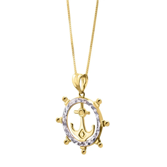 Ships Wheel Anchor Necklace in 10K Yellow Gold RCJ Necklaces  CELESTIA LUXE JEWELLERS