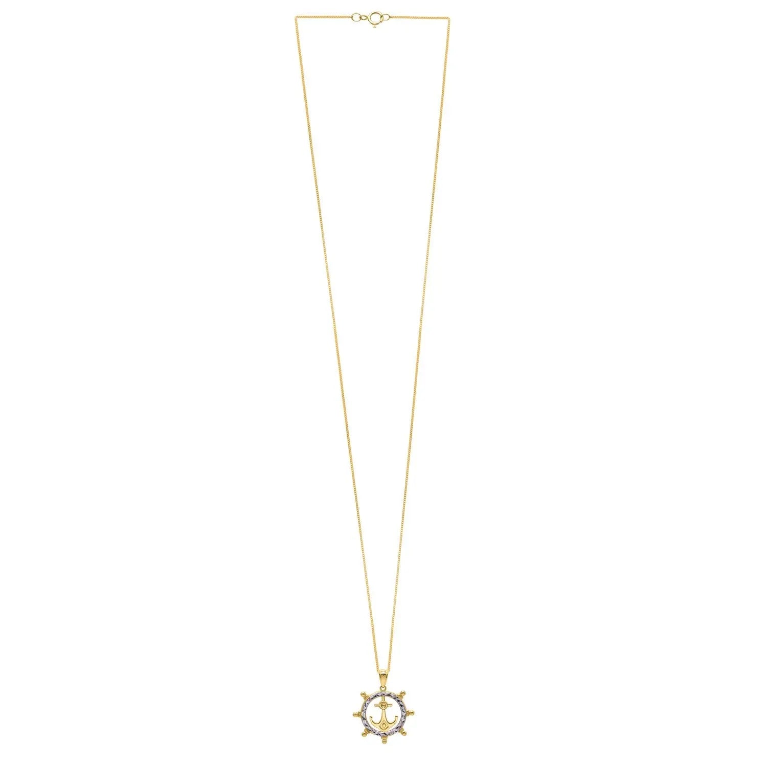 Ships Wheel Anchor Necklace in 10K Yellow Gold RCJ Necklaces  CELESTIA LUXE JEWELLERS