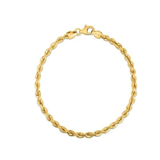 Silk Rope Chain Bracelet in 14k Yellow Gold  (3.00 mm) RCJ Bracelets  CELESTIA LUXE JEWELLERS